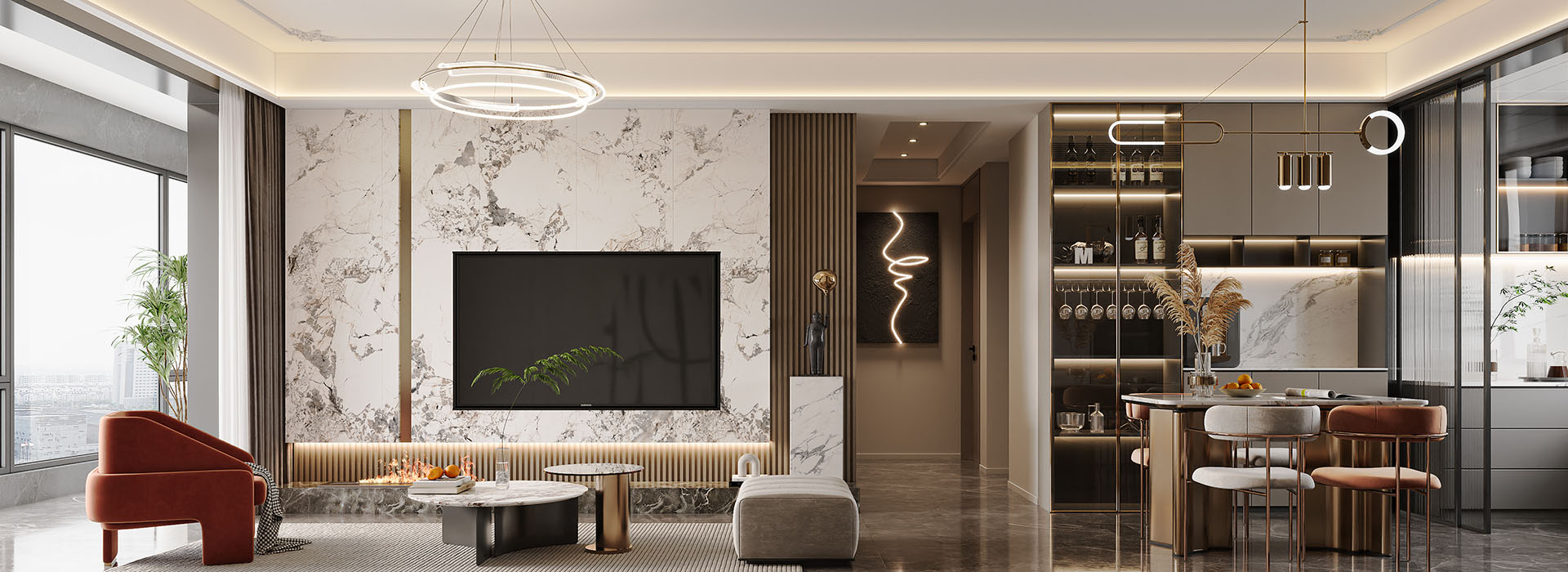 融創(chuàng)玖璽臺132㎡簡法輕奢混搭風(fēng)