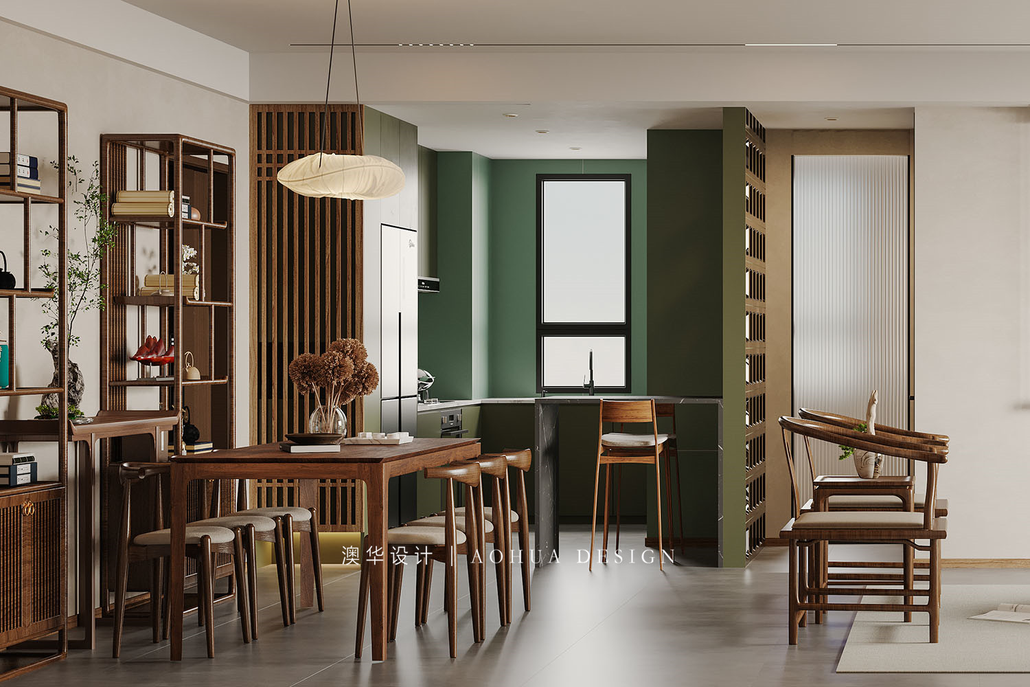 萬科翡翠國際140㎡現(xiàn)代中式混搭