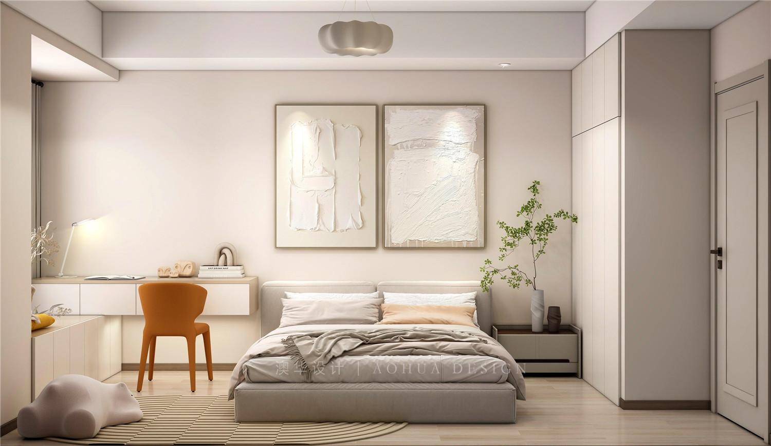 華僑城純水岸裝修,原木奶油