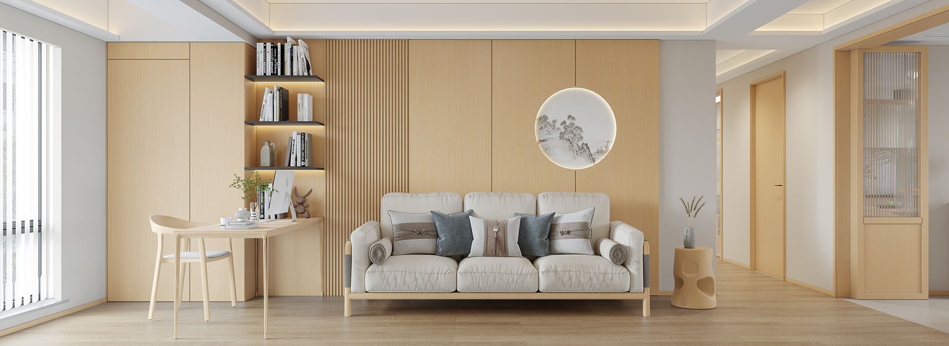 復(fù)地東湖國(guó)際7期裝修,原木風(fēng)