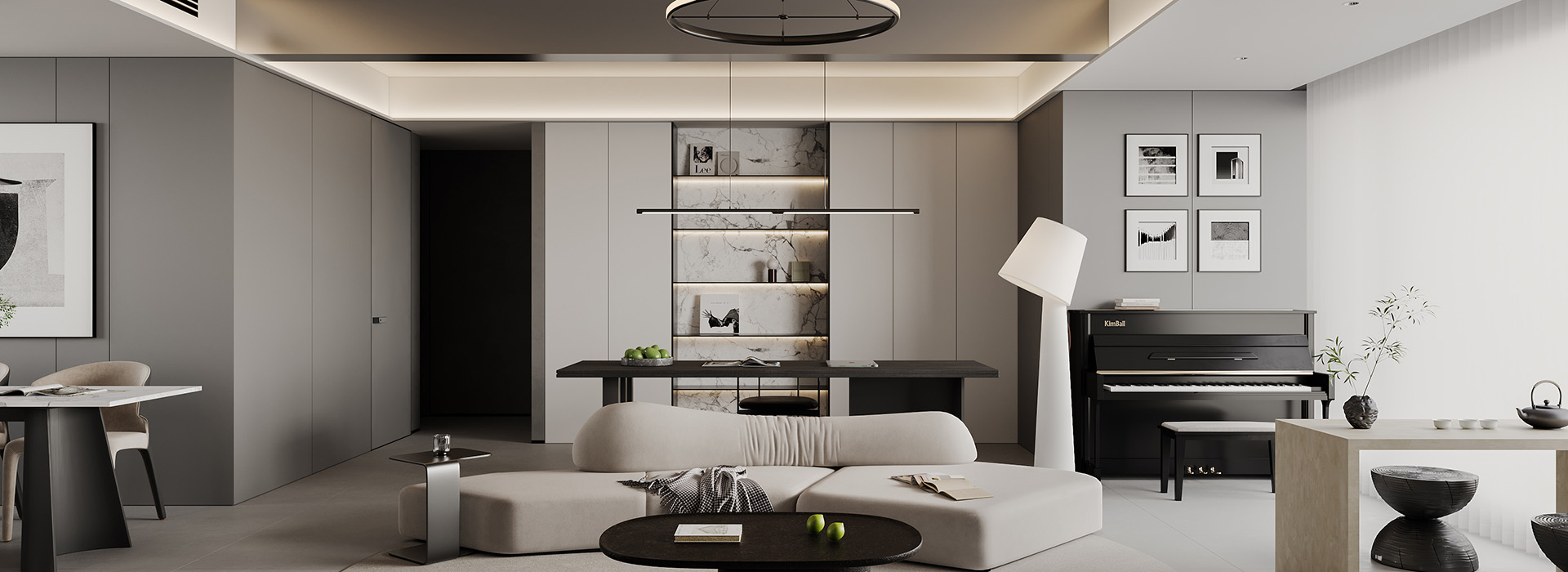 華發(fā)都薈天地裝修,現(xiàn)代黑白灰