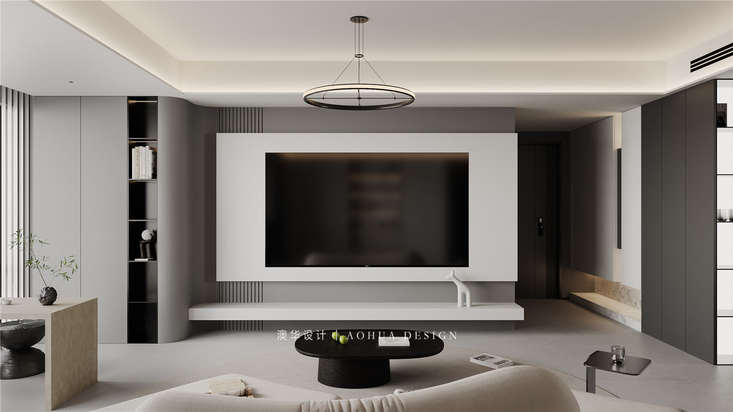 華發(fā)都薈天地裝修,現(xiàn)代黑白灰