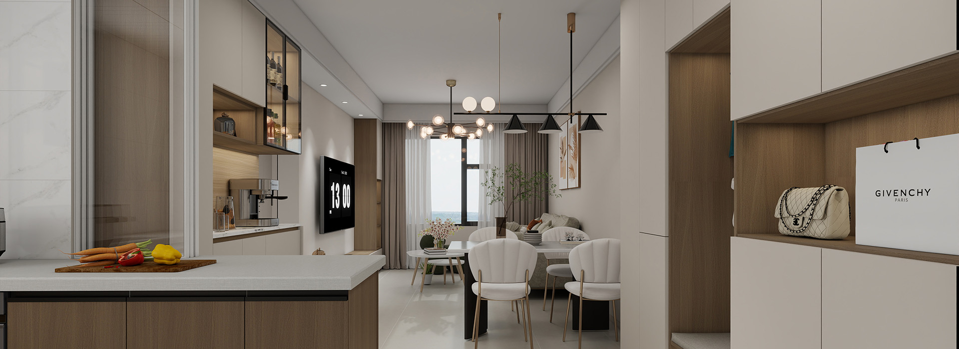 越秀中交星匯園裝修,原木奶油風(fēng)