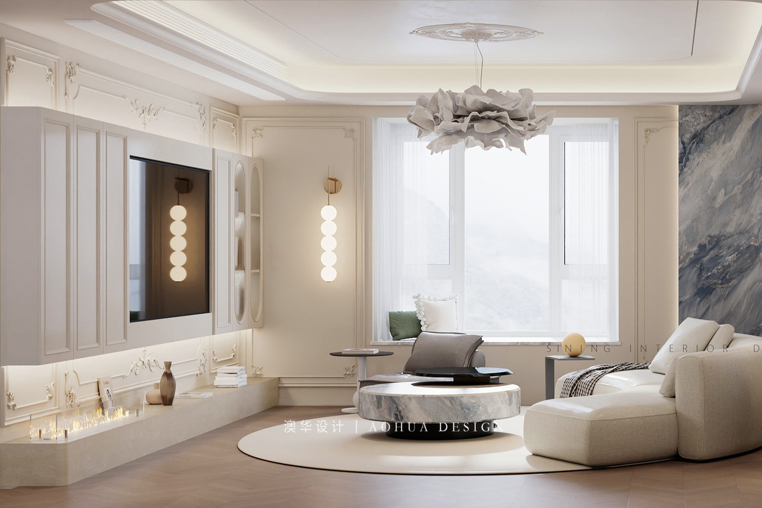 能建長江華府裝修,輕法式風格