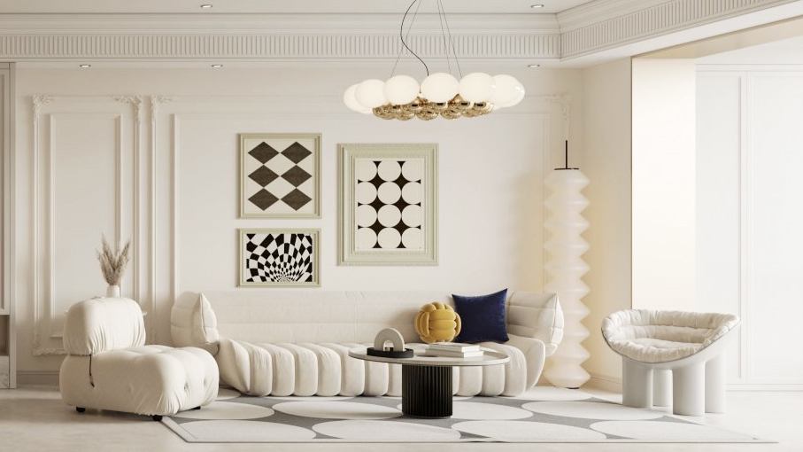 華僑城歡樂天際裝修,法式輕奢風(fēng)格