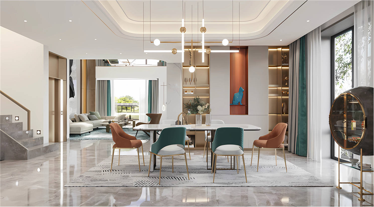 綠地美湖別墅裝修,輕奢風(fēng)格裝修