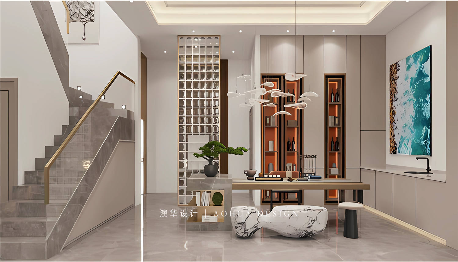 綠地美湖別墅裝修,輕奢風(fēng)格裝修