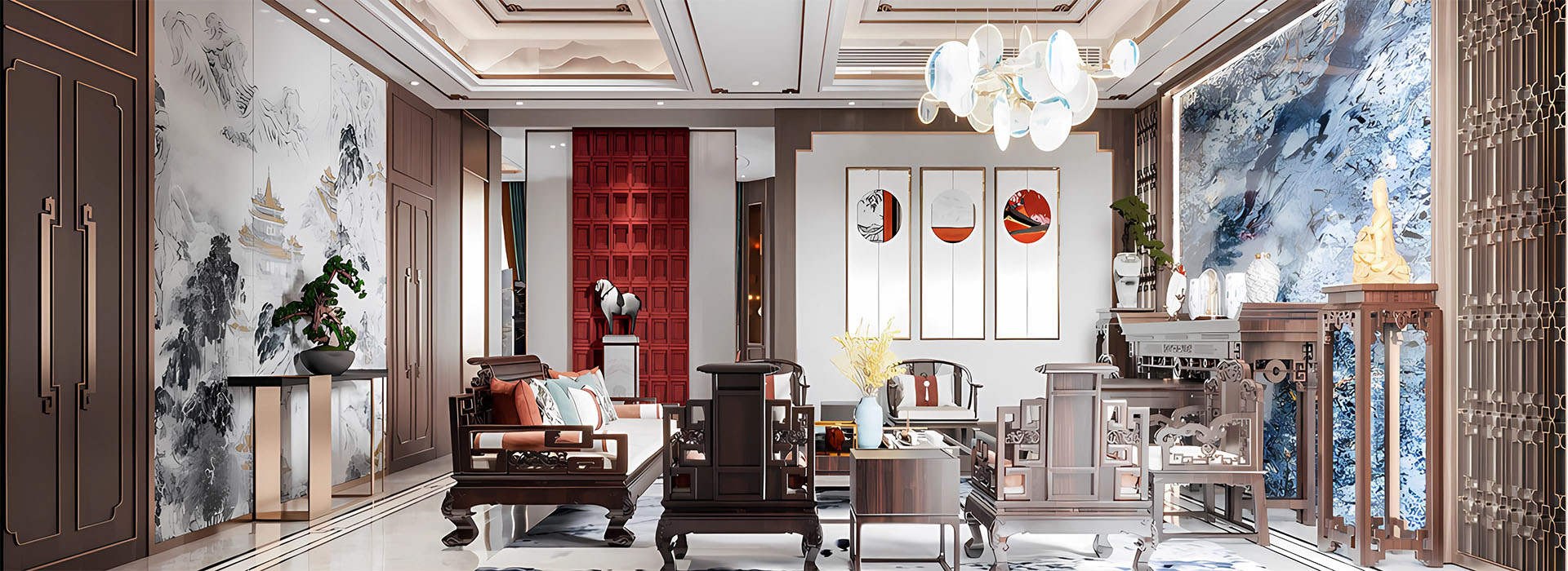 武漢別墅裝修,新中式風格